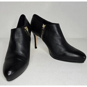 L.K. BENNETT DORIS BLACK LEATHER CALF SKIN BOOTIES IN 37.5/7-7.5 US $395